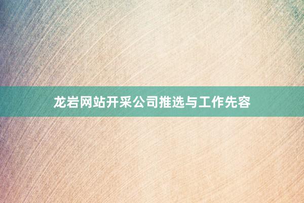 龙岩网站开采公司推选与工作先容
